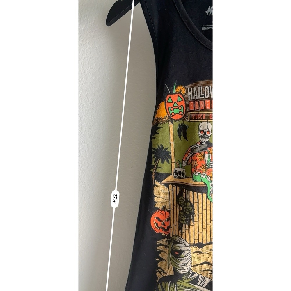 Halloween Forever Camp Collection Womens M Black Tank Top Tiki Bar - Picture 5 of 10